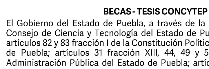 Becas-Tesis CONCYTEP 2023, dirigida a las/los egresados de nivel licenciatura y maestría